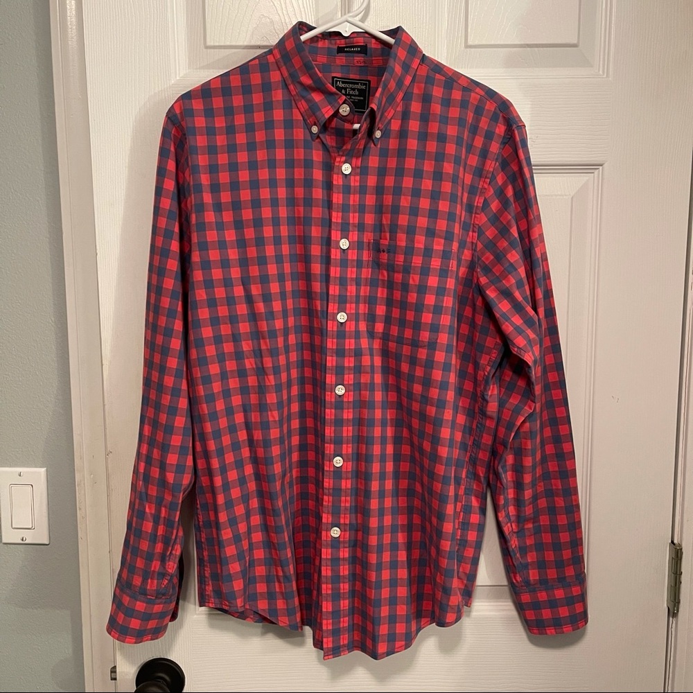 Abercrombie & Fitch Plaid Long Sleeve Button Up Shirt Size Medium
